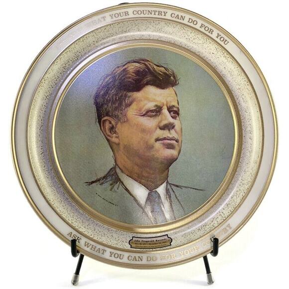 John F. Kennedy JFK Commemorative Tin Tray Ask Not What Country Can Do For You - Picture 1 of 7